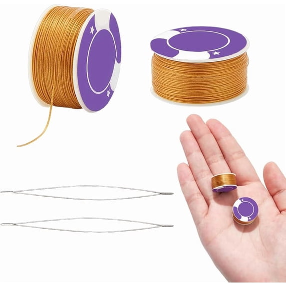 100 Yards Seed Bead Thread 0.1mm Polyester String for Bracelets Special Coated Sewing Thread with 2 Pcs Big Eye Beading Needles for Leather Stitching Peru for diy making