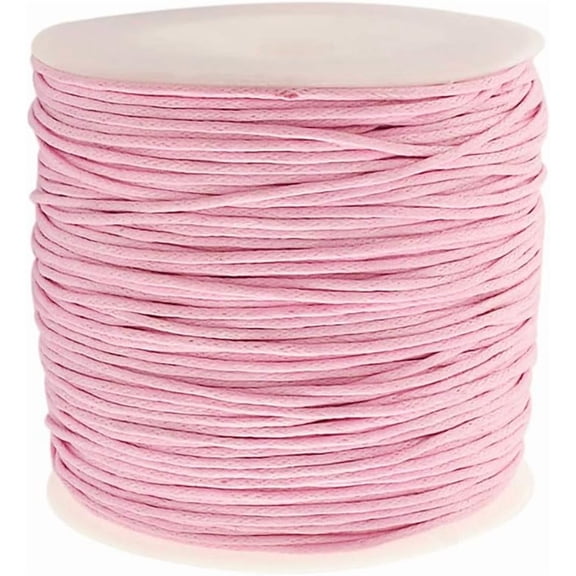 100 Yards Waxed Cord Cotton Waxed Cotton Thread 1mm Waxed Beading String Cord for Jewelry Bracelet Making Macrame Crafting DIY Leather - Pink Pink