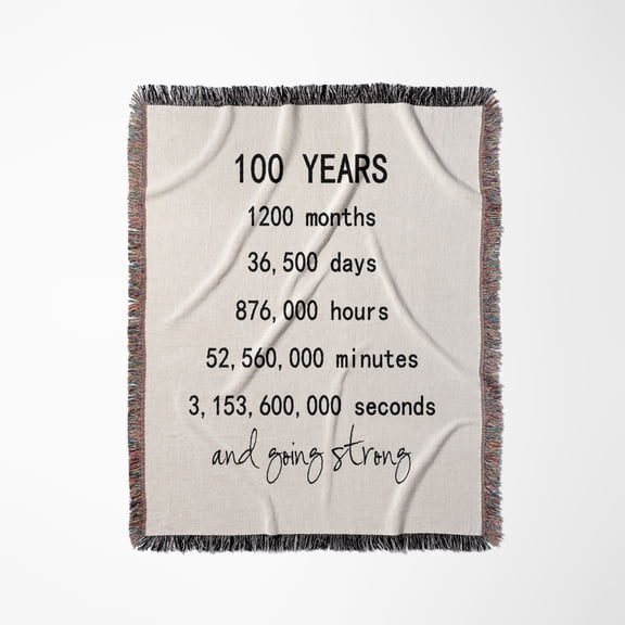 100 Years In Months Days Hours Minutes Seconds 100Th Birthday Gift, Woven Blanket