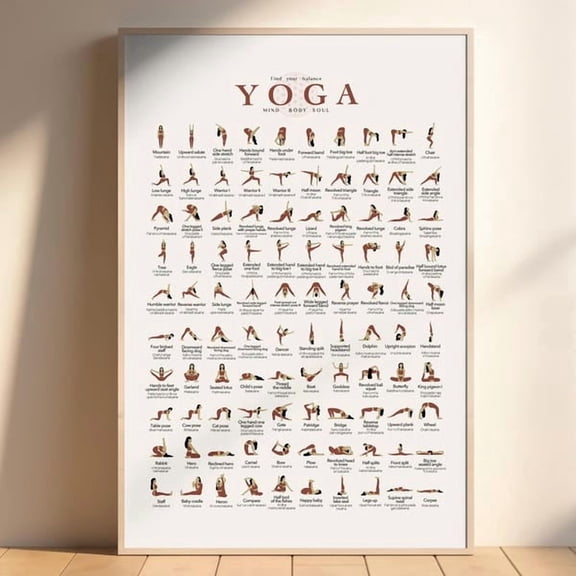 100 Yoga Poses Wall Art Print