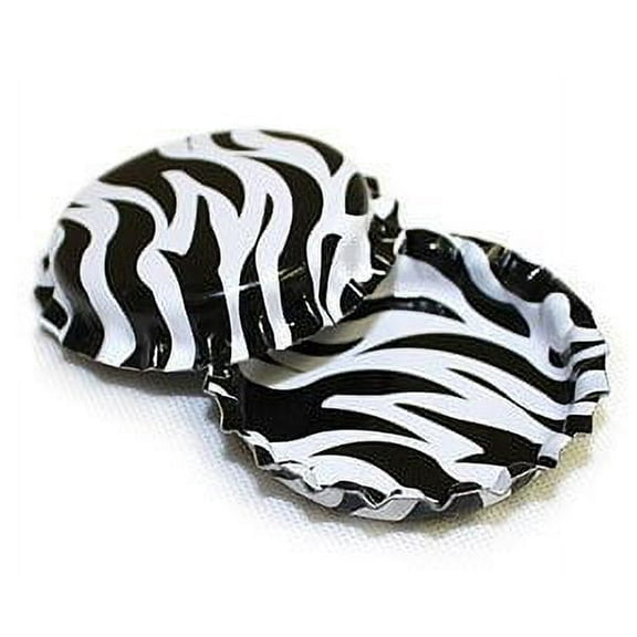 100 Zebra Print ON BOTH SIDES Bottle Caps New Unused Bottlecaps Cap 2 Sided Color