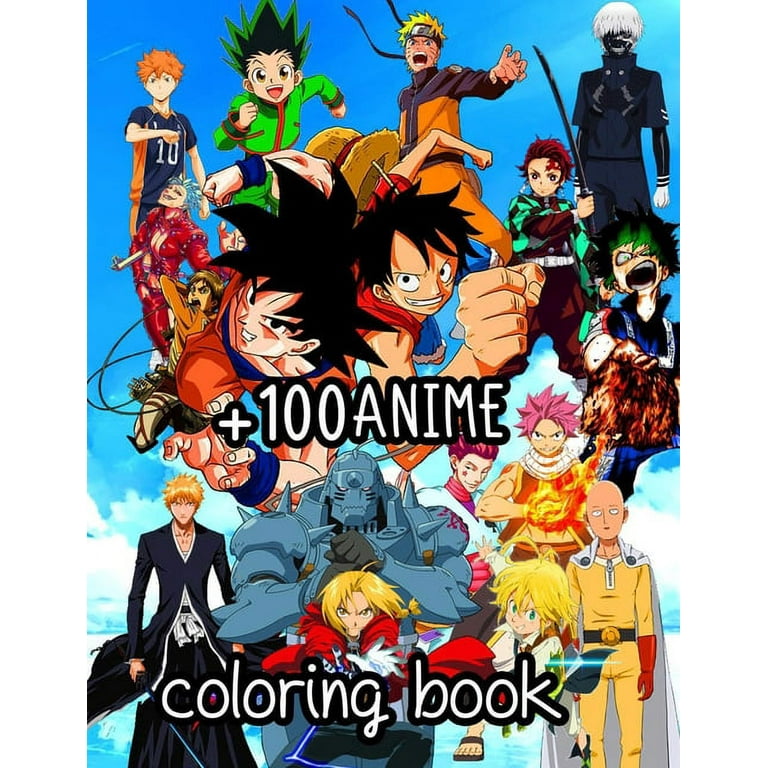 100 Anime Characters Coloring Book for Adults & Kids - for sale online