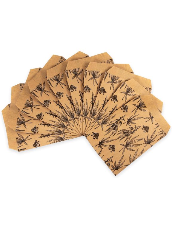100 bags of our Exotic Plant Print Flat Paper Bags, for Treats, Storefronts, Promotional Giveaways, Cookies, Brownies, Herbs, and More Kraft, 4" x 6"