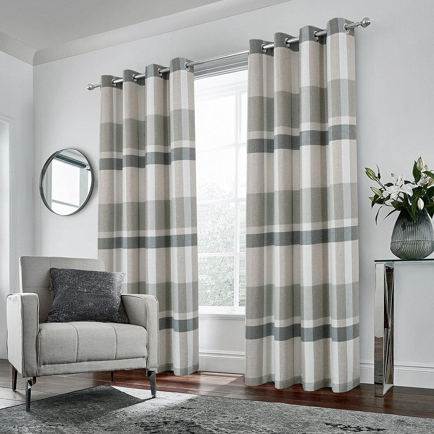100% blackout plaid curtains for bedroom living room sage green so environmentally friendly warm sage green plaid curtains 53"W x 63"L (Pack of 2)