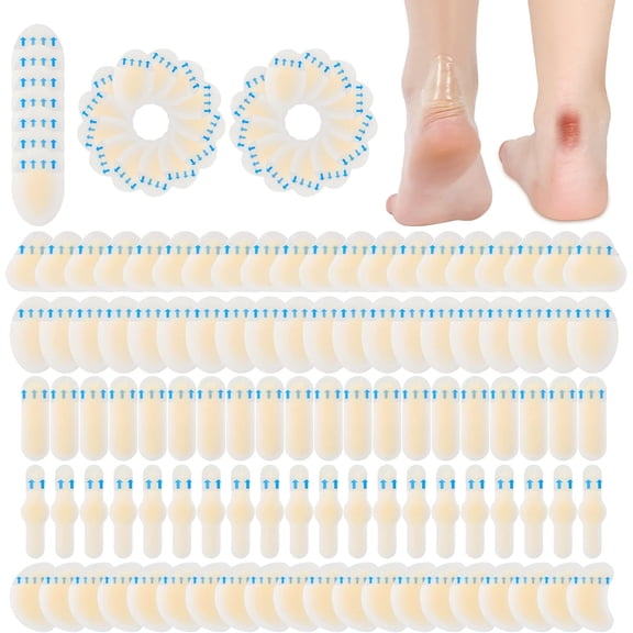 100 blister plasters, hydrocolloid blister pads for heel waterproof gel adhesive plasters protector, suitable for toes (rich style)