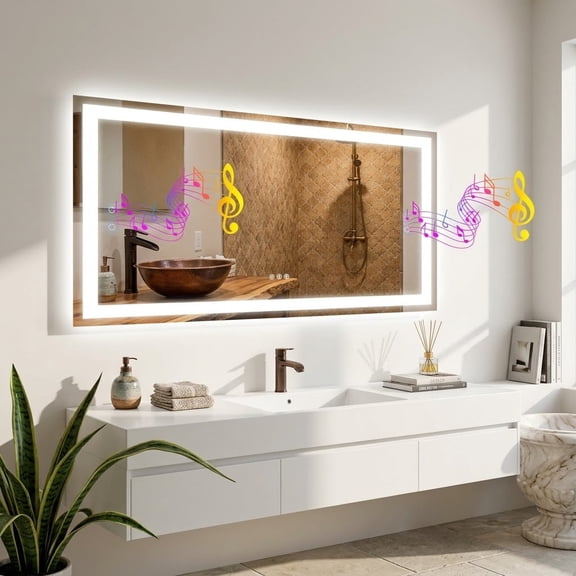 100 cm LED Bluetooth Bathroom Mirror Backlight Vanity Mirror Rectangle Shape