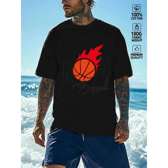 100% cotton Basketball Fire men black Casual Unisex Shirt Crewneck tshirts Classic Unisex Shirt Printed tshirts Trendy Unisex Shirt Graphic tshirts Vintage Unisex Shirt Graphic Tee tshirts