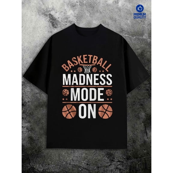 100% cotton Basketball Madness men's black Original Unisex Shirt Graphic tshirts Classic Unisex Shirt Printed tshirts Fashion Unisex Shirt Graphic tshirts Funny Unisex Shirt Crewneck tshirts