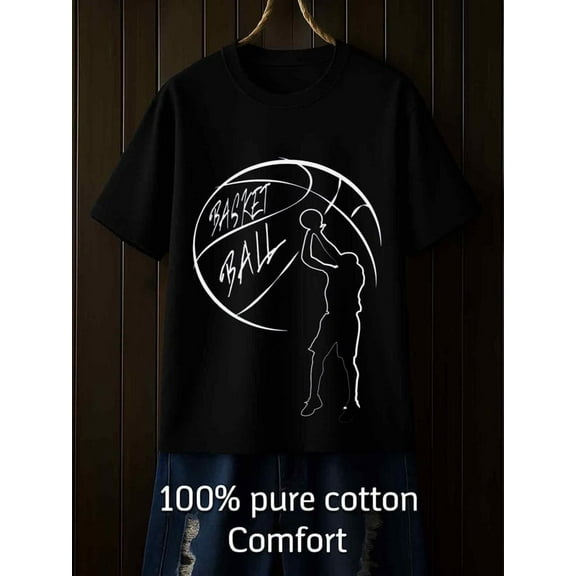 100% cotton Basketball Tee mens black Retro Unisex Shirt Cotton tshirts Funny Unisex Shirt Graphic tshirts Basic Unisex Shirt Graphic tshirts Unique Design Unisex Shirt Short Sleeve tshirts