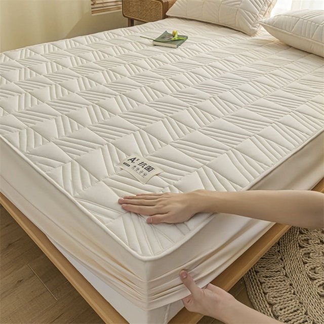 Bedding Quilted Mattress Pad Soy Fiber Fitted Sheet with Elastic Band