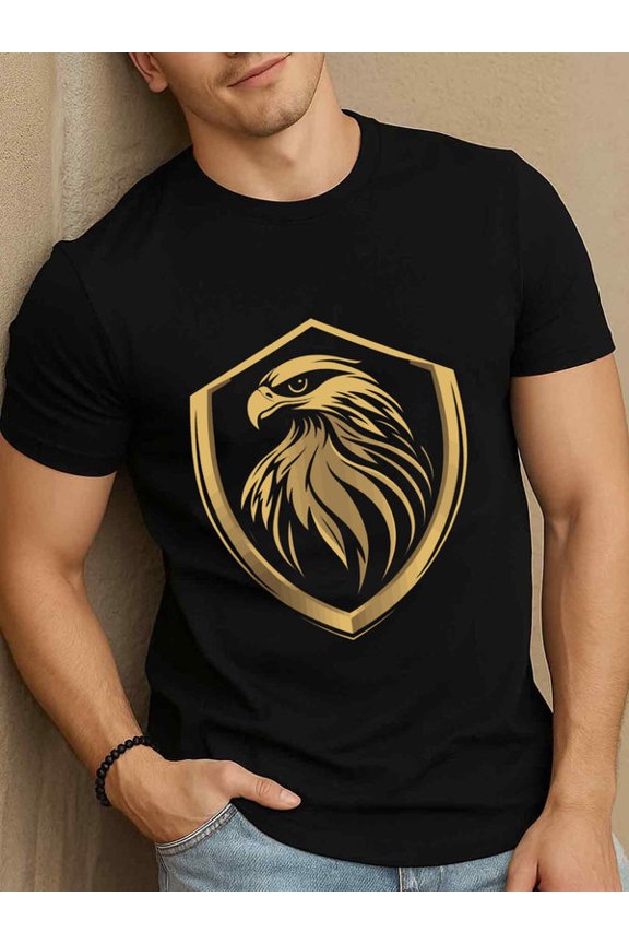 100% cotton Eagle Shield men's black Classic Unisex Shirt Graphic tshirts Casual Unisex Shirt Short Sleeve tshirts Trendy Unisex Shirt Graphic tshirts Vintage Unisex Shirt Printed tshirts