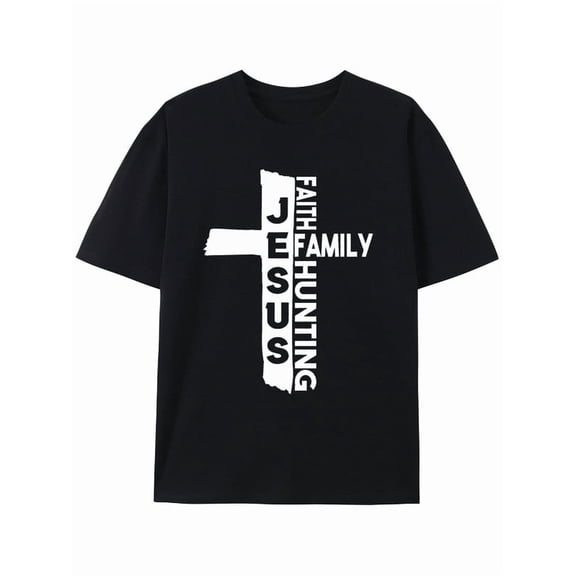 100％cotton Faith Family Hunting Jesus mens black Fashion Unisex Shirt Graphic Tee tshirts Casual Unisex Shirt Graphic tshirts Basic Unisex Shirt Printed tshirts Vintage Unisex Shirt Printed tshirts