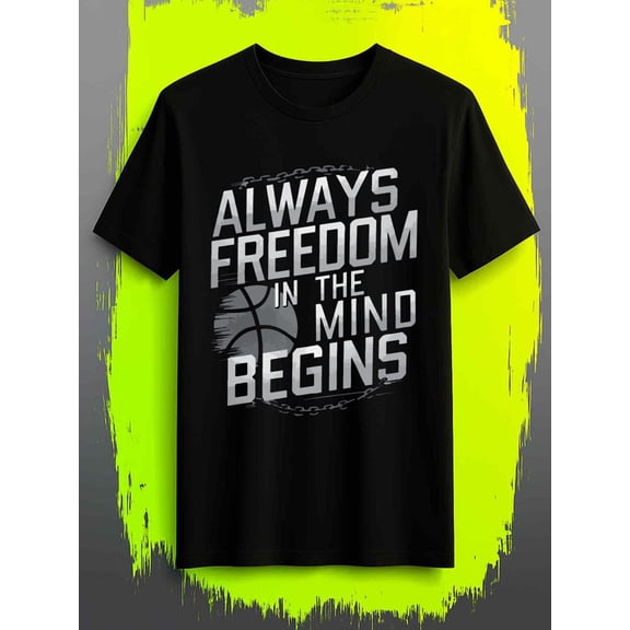 100% cotton Freedom Mind men black Basic Unisex Shirt Crewneck tshirts Funny Unisex Shirt Graphic tshirts Fashion Unisex Shirt Short Sleeve tshirts Retro Unisex Shirt Crewneck tshirts