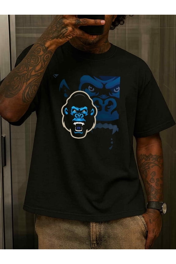100% cotton Gorilla Face for men black Funny Unisex Shirt Graphic Tee tshirts Original Unisex Shirt Crewneck tshirts Basic Unisex Shirt Short Sleeve tshirts Retro Unisex Shirt Graphic tshirts