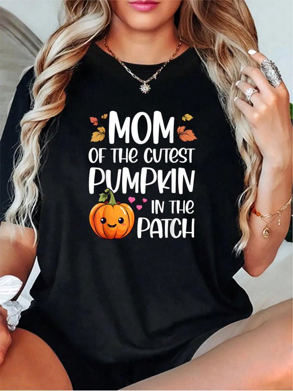 100% cotton Mom of Cutest Pumpkin in The Patch Halloween Thanksgiving T-Shirt