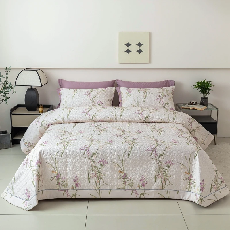 100 cotton summer Bedspread on the bed plaid stitch bed cover Mattress