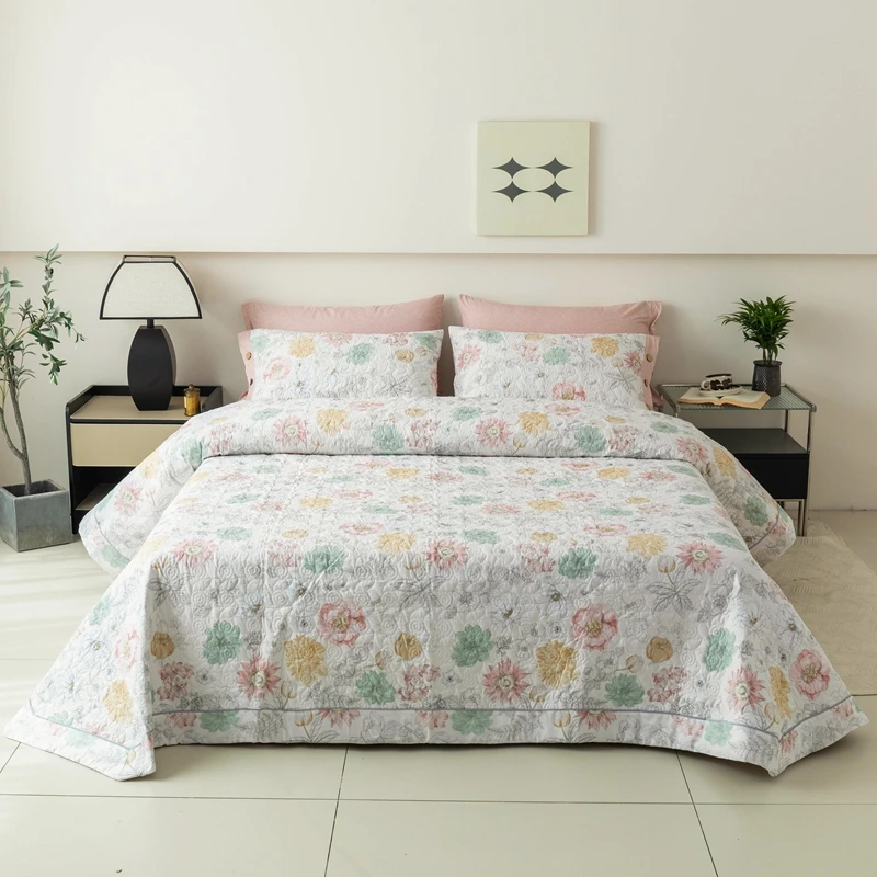 100 cotton summer Bedspread on the bed plaid stitch bed cover Mattress