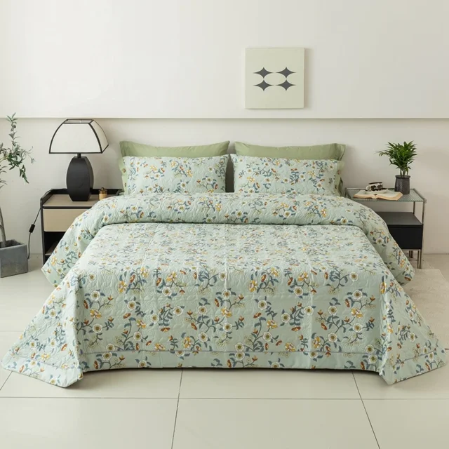 100 cotton summer Bedspread on the bed plaid stitch bed cover Mattress