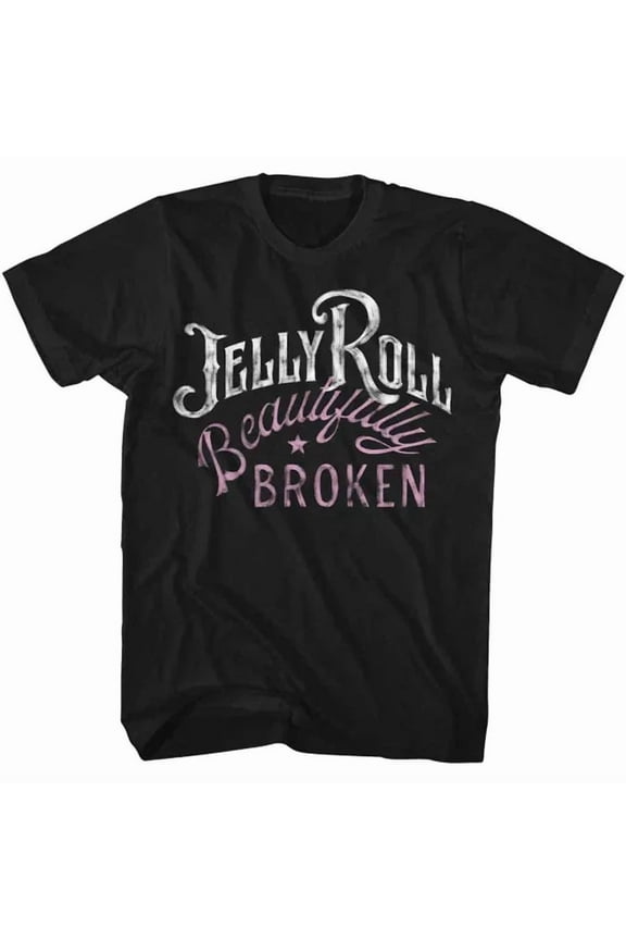 100% cotton tshirts men tee 100% cotton tshirts men tee Jelly Roll Beautifully Broken Painted Black Music Shirt