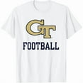 thumbnail image 1 of 100% cotton tshirts men tee 100% pure cotton t-shirt Georgia Tech Yellow Jackets Football Icon T-Shirt mens, woman, white，funny，journey，Crew Neck, Short Sleeve,printing, 1 of 4