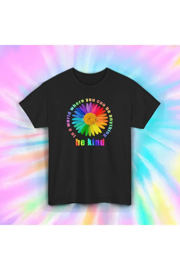 100% cotton tshirts men tee Be Kind Rainbow Flower T-Shirt Inspirational Positivity Graphic Tee S-5XL