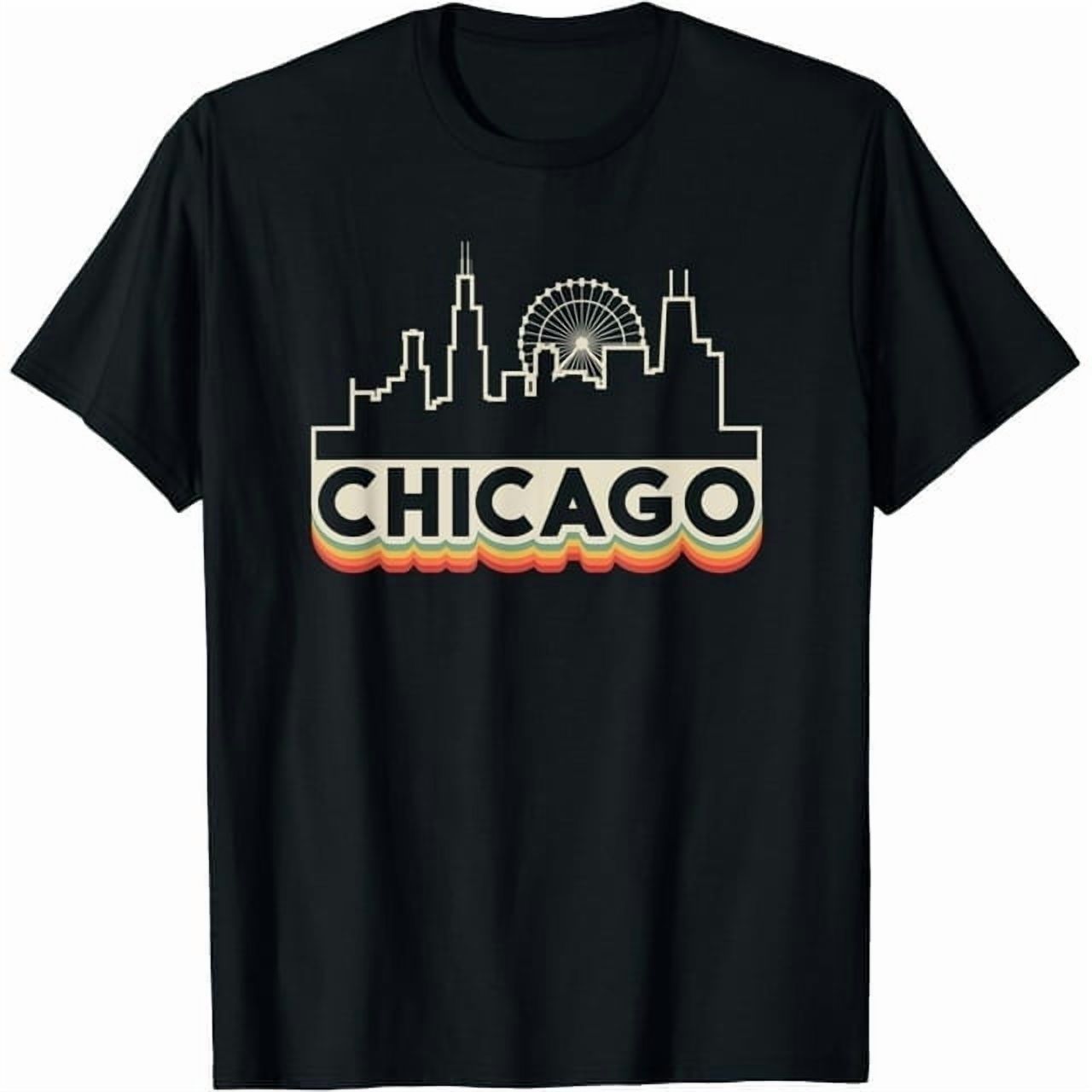 100% cotton tshirts men tee Chicago Illinois Skyline Shirt Retro ...