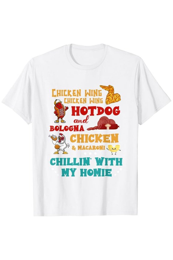 100% cotton tshirts men tee Chicken Wing Hot Dog And Bologna Chicken & Macaroni Design T-Shirt