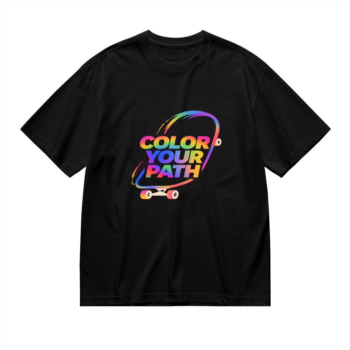 100% cotton tshirts men tee Color Your Path, Rainbow Skateboard Print 1 ...