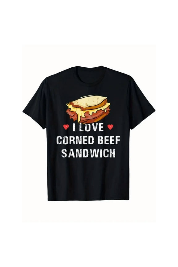 100% cotton tshirts men tee Corned Beef Sandwich Lover's Cotton T-Shirt - Casual, Stretchy, Machine Washable