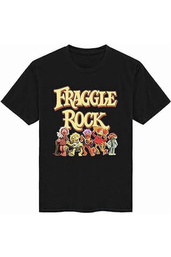 100% cotton tshirts men tee Fraggle Rock Shirt 80s TV Show Character Printed T Shirt Adult Short Sleeve Cotton T Shirt Black
