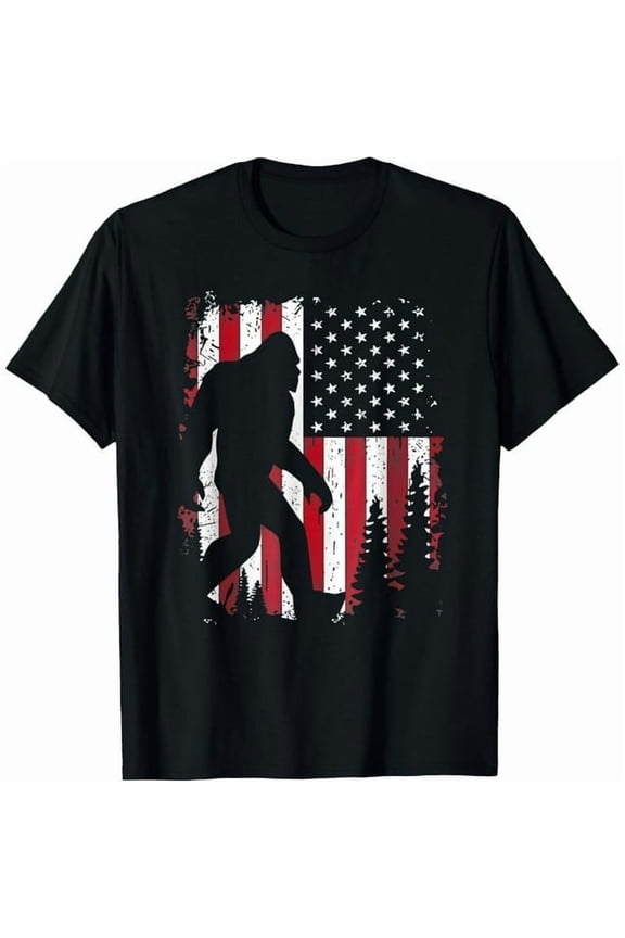 100% cotton tshirts men tee Funny Big Foot Sasquatch Flag For Men Women T-Shirt