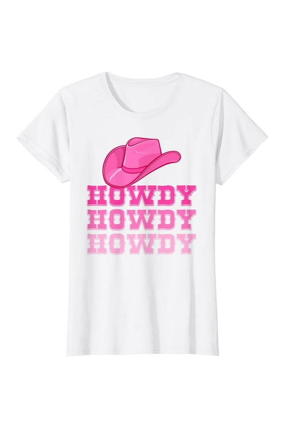 100% cotton tshirts men tee Girls Pink Howdy Shirt Cowgirl Western Country Rodeo T-Shirt