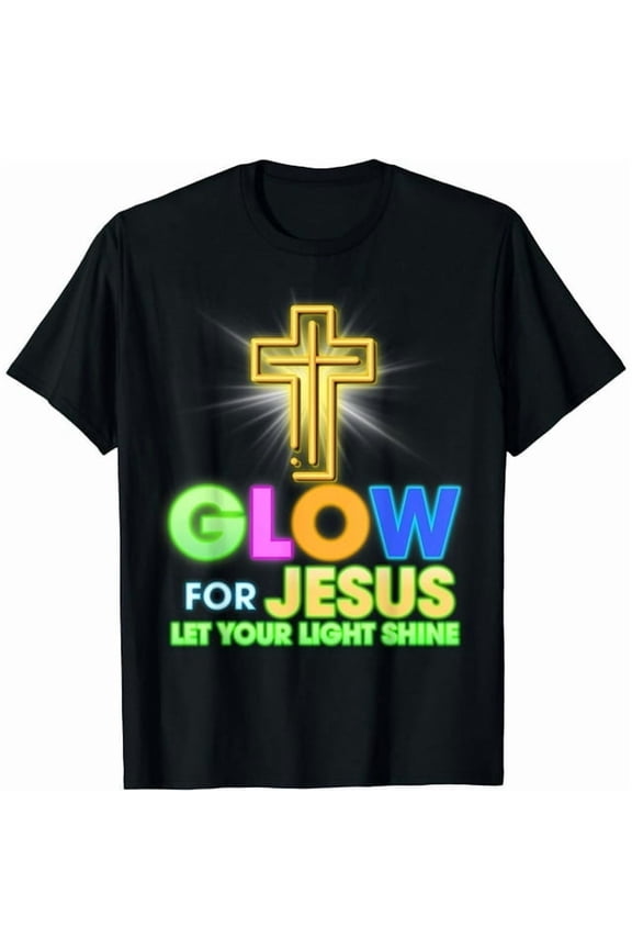 100% cotton tshirts men tee Glow For Jesus Let Your Light Shine Faith Cross Christian T-Shirt