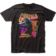 FASHION BUBBLE MAKER 100% cotton tshirts men tee Godzilla Neon Mens T Shirt Cult Classic Monster Movie Tee New Black