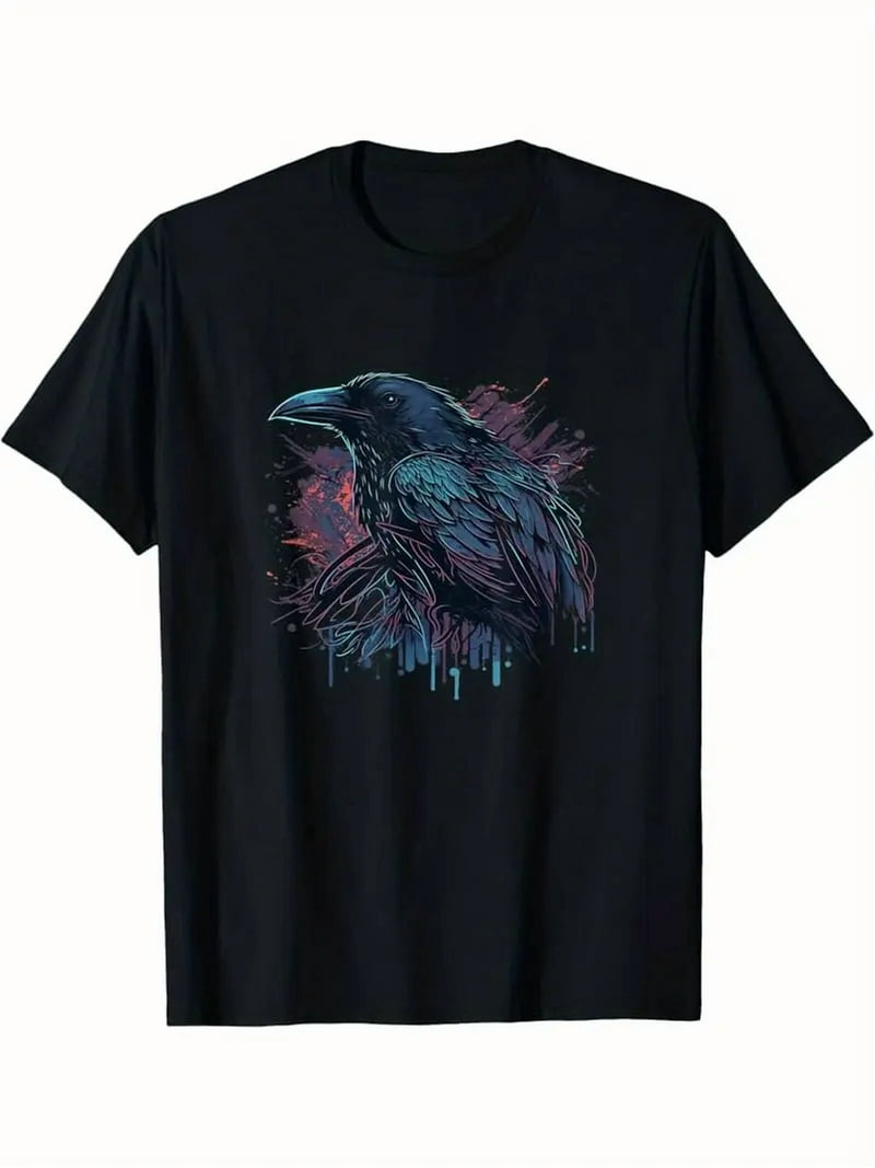 100% cotton tshirts men tee Gothic Raven Graphic T-Shirt for
