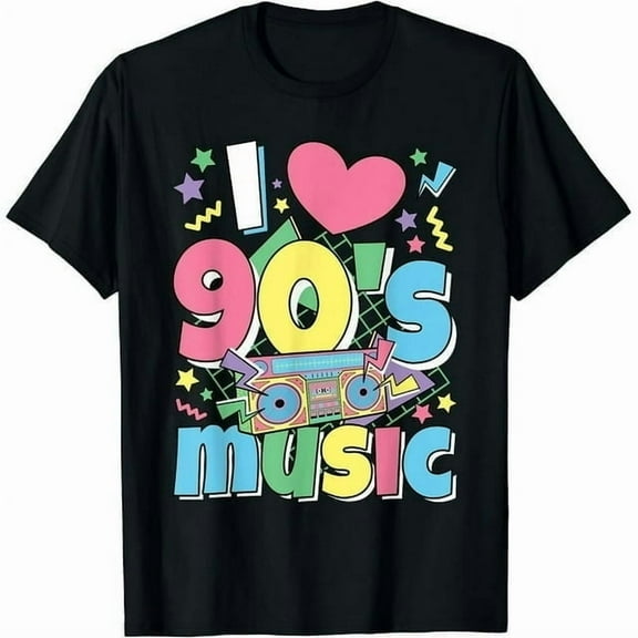 100% cotton tshirts men tee I Love 90s Music 1990s Theme Outfit Nineties 90's Costume breathable T-Shirt