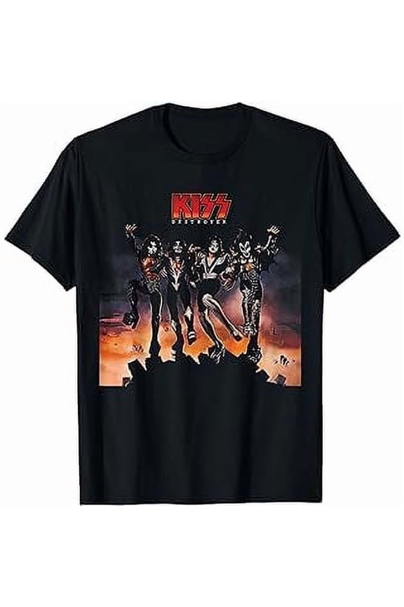 100% cotton tshirts men tee KISS - 1976 Destroyer T-Shirt