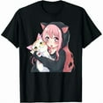 thumbnail image 1 of 100% cotton tshirts men tee Kawaii Graphic Girl Cat Japanese Otaku Anime Merch T-Shirt, 1 of 4