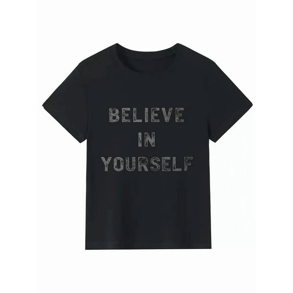 100% cotton tshirts men tee Men'S "Believe in Yourself" Graphic T-Shirt - Casual Short Sleeve, 100% Cotton, Slight Stretch, Regular Fit,