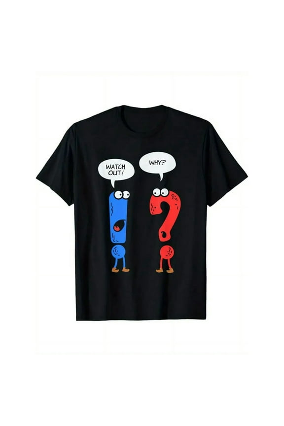 100% cotton tshirts men tee Men's Funny Graphic Cotton T-Shirt - "Watch Out!?" Cartoon Print Short Sleeve Crew Neck, Relaxed Fit Casual Tee for Casual Attire
