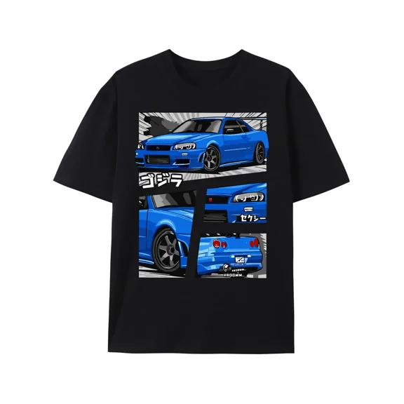 100% cotton tshirts men tee Men's Polyester Graphic Tee with Racing-Inspired Print, Summer Casual Regular Fit Short Sleeve Crew Neck T-Shirt with Slight Stretch