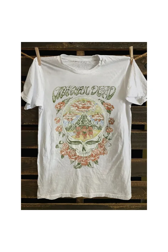 100% cotton tshirts men tee Men's Vintage Punk Rock 80s Band Graphic T-Shirt - Skull Horror Irony Abstract TV Portrait Design, Soft 100% Cotton