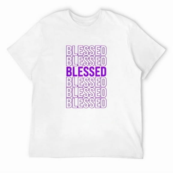 100% cotton tshirts men tee Mens Purple Blessed Purple Graphic T-Shirt White