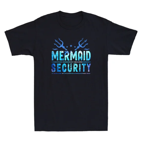 100% cotton tshirts men tee Mermaid Security Funny Dad Mermaid Family