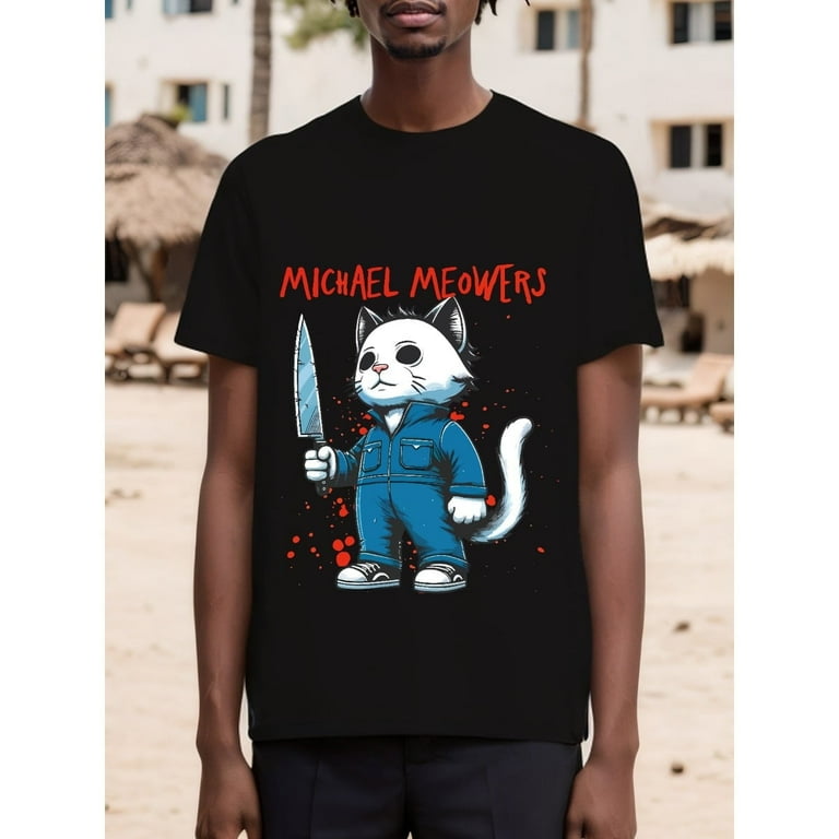 100% cotton tshirts men tee Michael Meowers T-Shirt Funny Cat