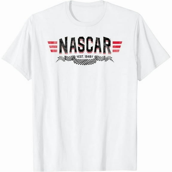 100% cotton tshirts men tee Nascar Stock Car Racing Flag T-Shirt