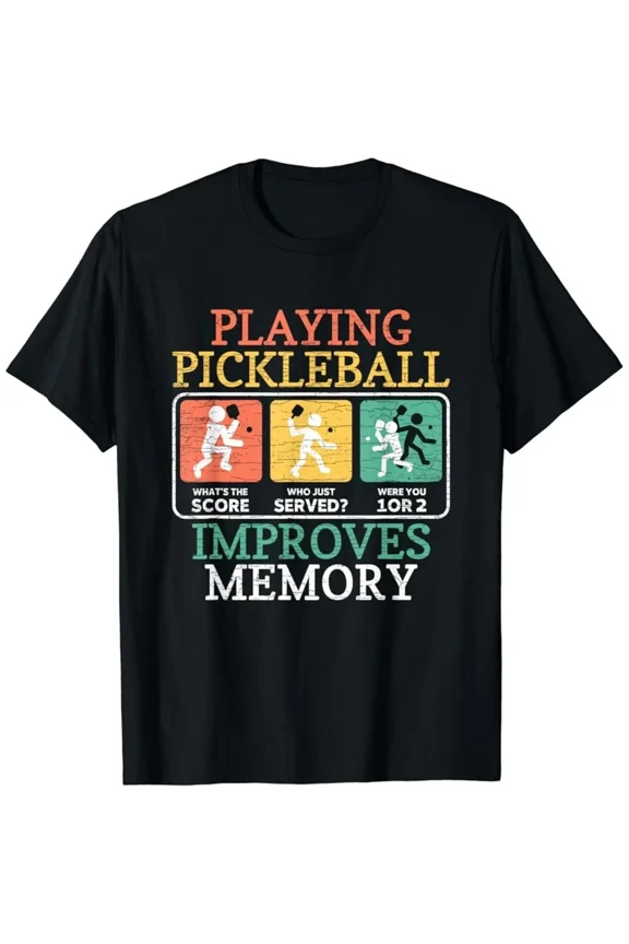 100% cotton tshirts men tee Playing Pickleball Improves Memory Pickleball T-Shirt