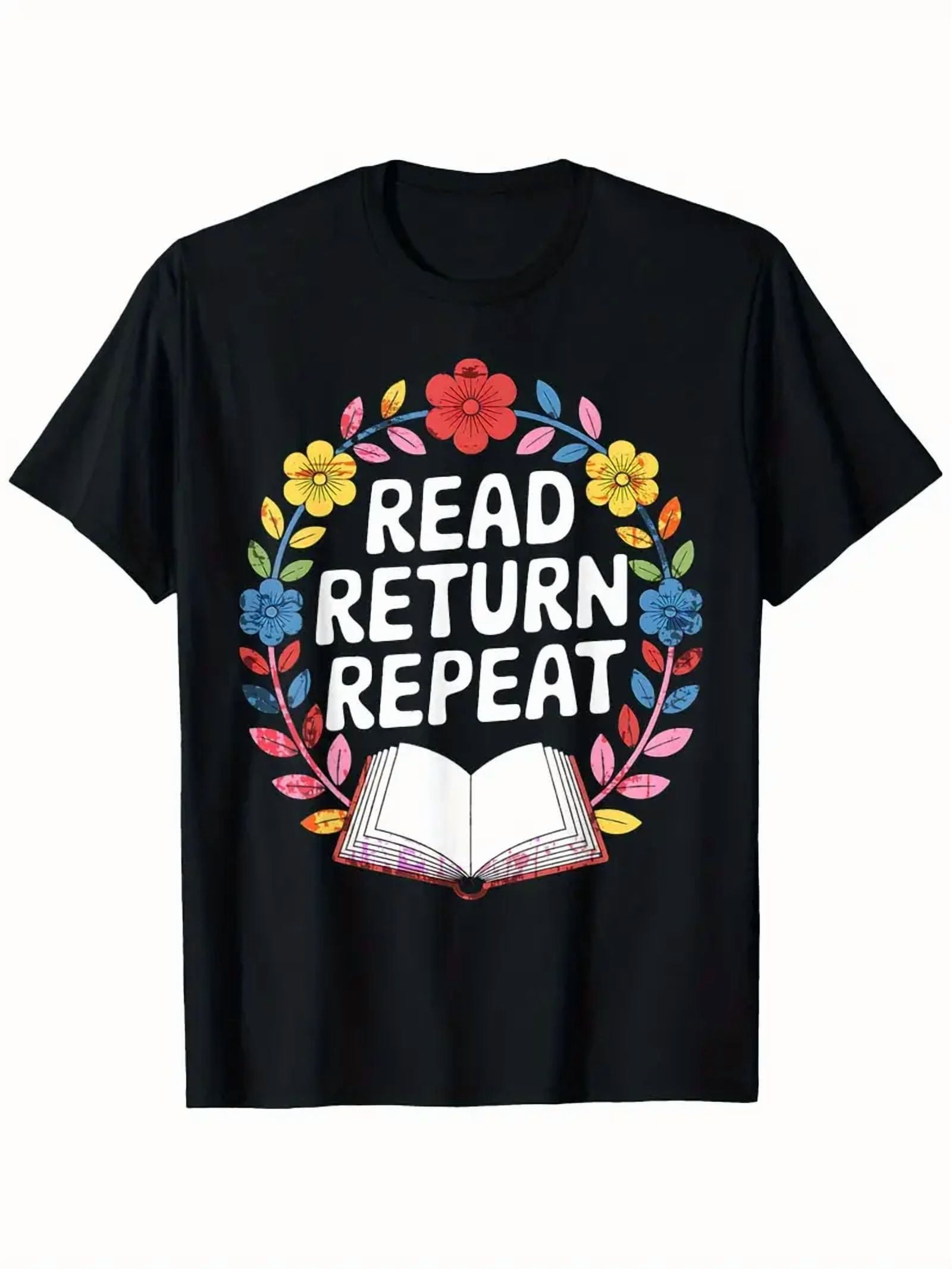 100% cotton tshirts men tee Read Return Repeat Retro Floral Book Design ...