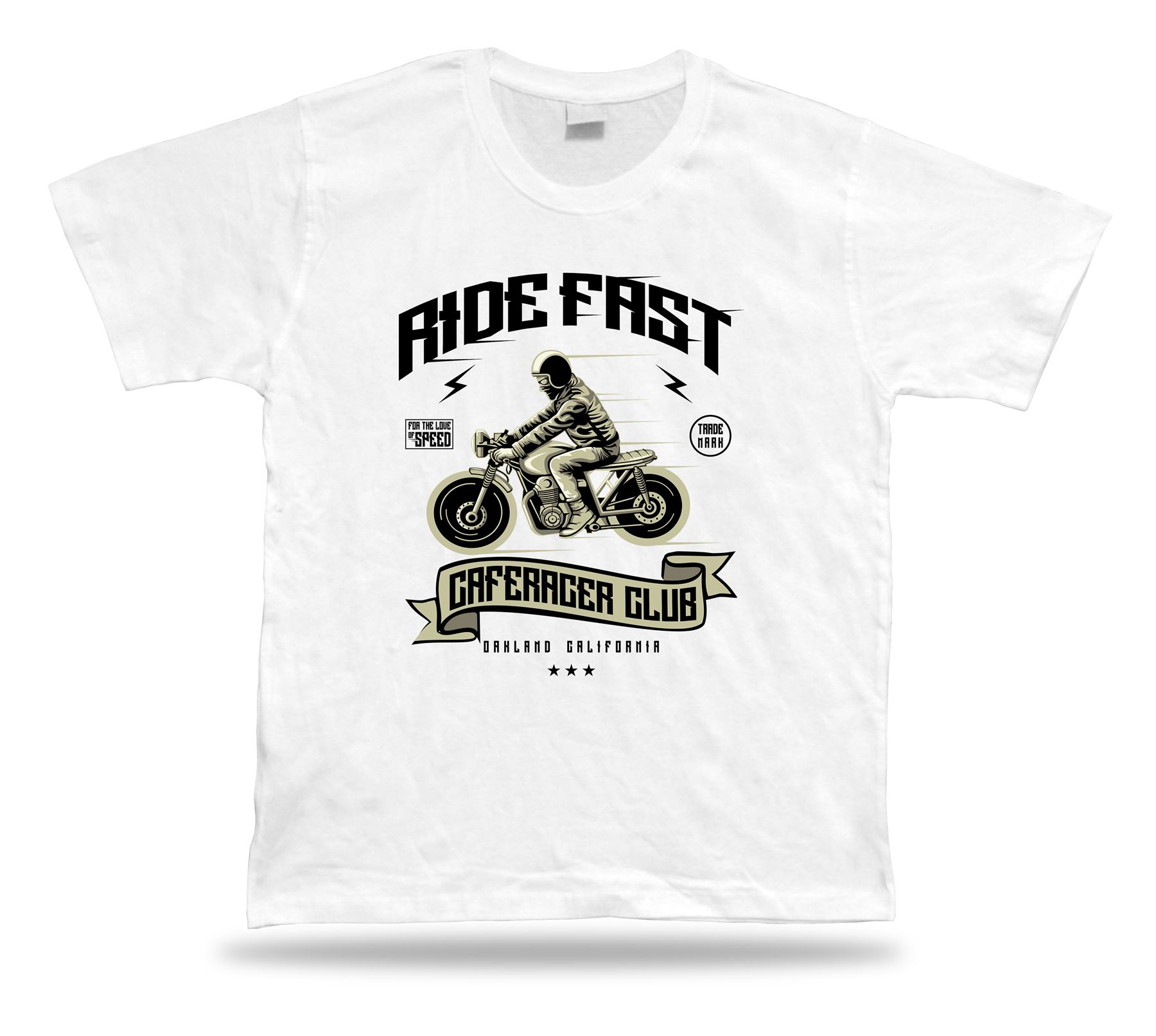 T Shirt Rider 100% cotton tshirts men tee Ride fast caferacer club Motorcyle rider ...