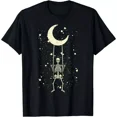 thumbnail image 1 of 100% cotton tshirts men tee Rocker Skeleton Moon Rock Band Unisex T-shirt, 1 of 6